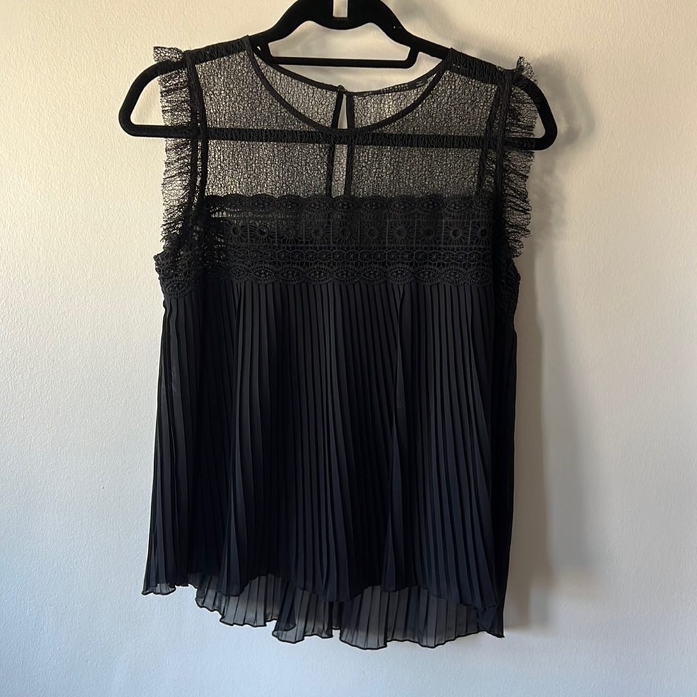 Zara Pleated Lace Blouse